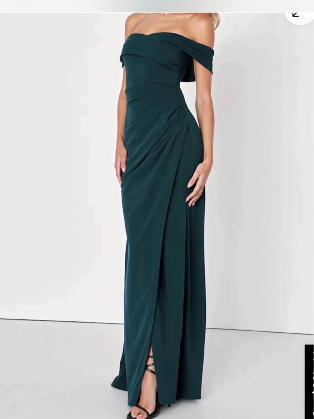 Lulu's Emerald Off-Shoulder Maxi Gown